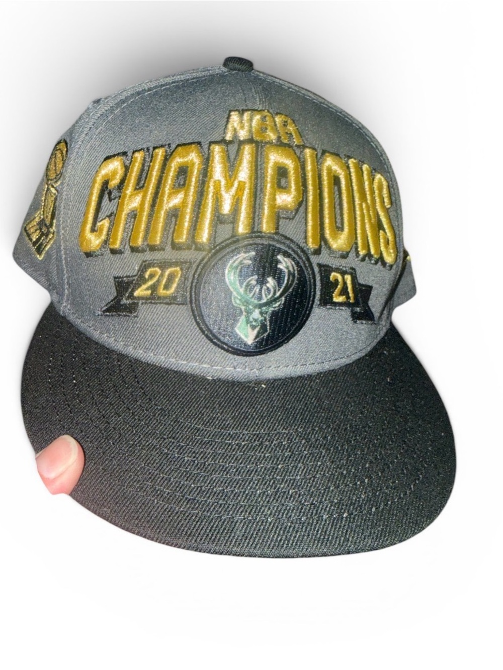 New Era Gray and Black Milwaukee Bucks "Champions" Snapback